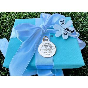 Tiffany & Co LARGE 18k Rose Gold Etched Star Diamonds Charm/Pendant